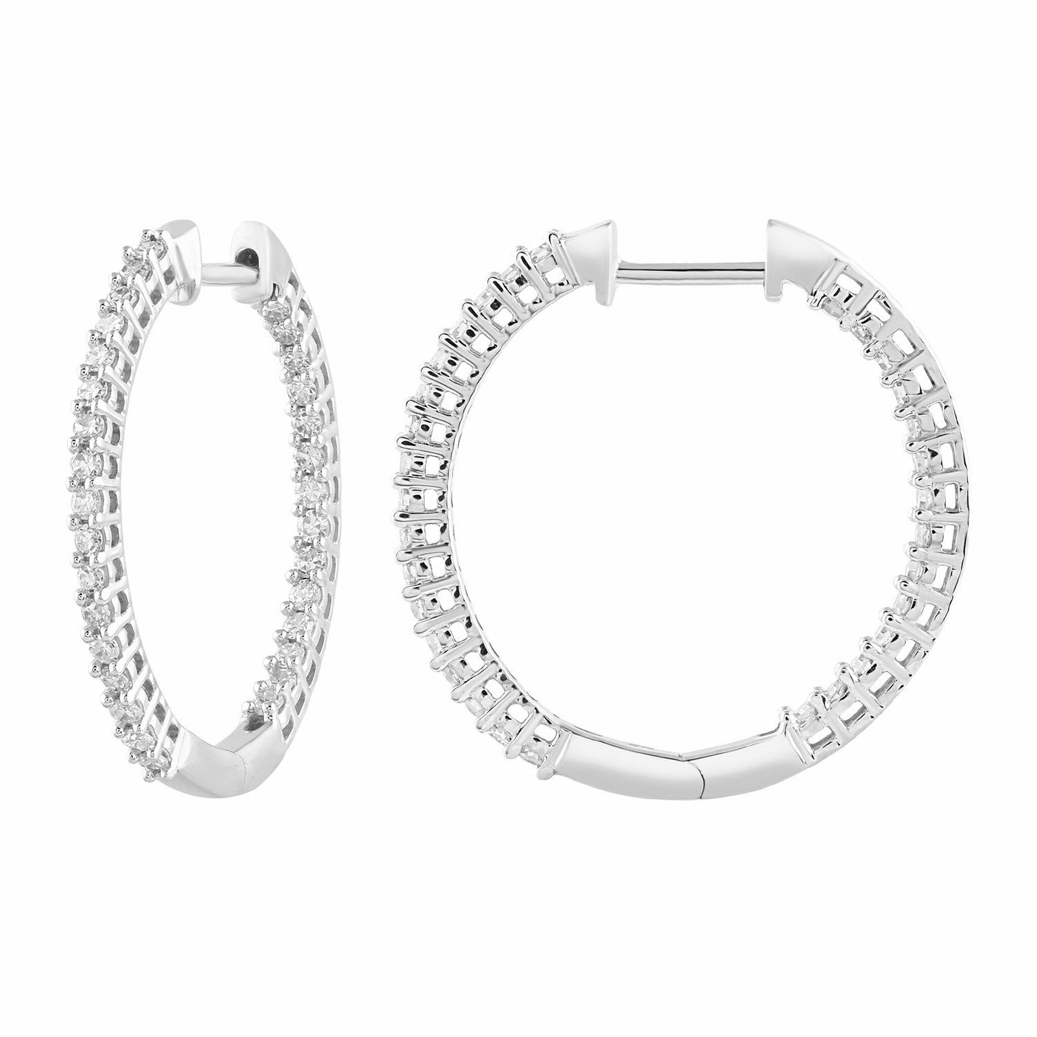Inside Out Hoops With 0.25ct Diamonds In 9K White Gold