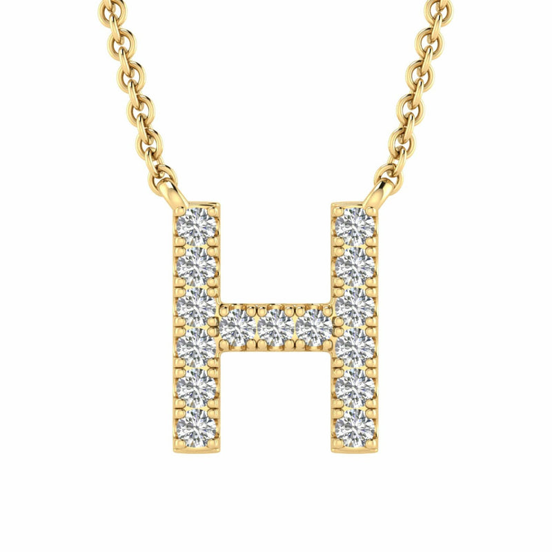 Initial Necklace With 0.06ct Diamonds In 9K Yellow Gold