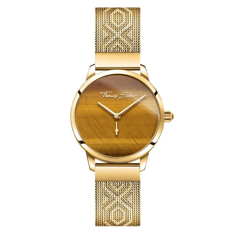 Thomas Sabo Tigers Eye Dial Yellow Stainless Steel Embossed Womens Watch