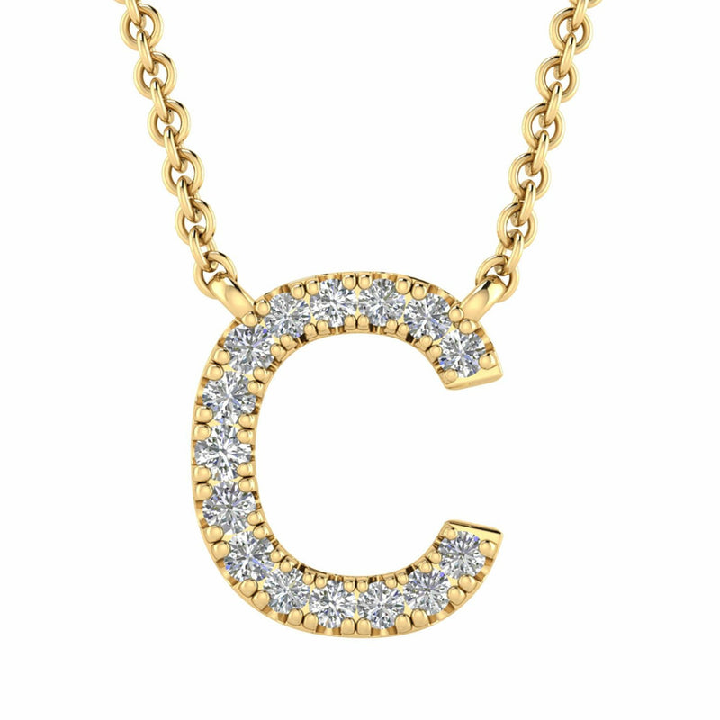 Initial Necklace With 0.06ct Diamonds In 9K Yellow Gold