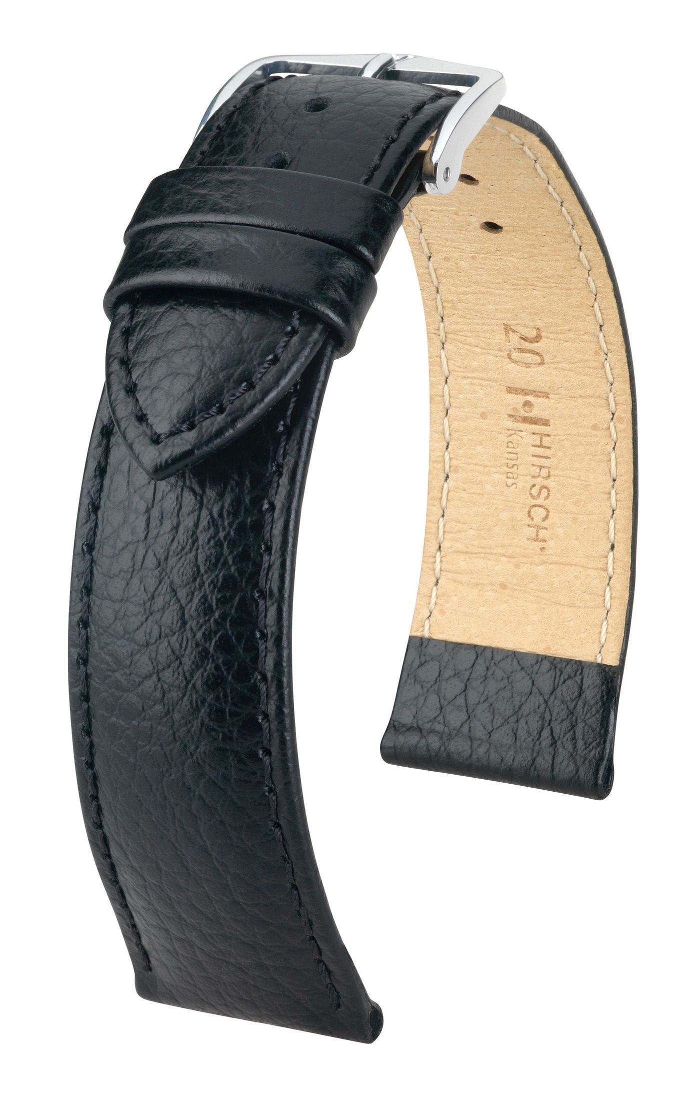 Hirsch Kansas Medium Black Silver Buckle Strap