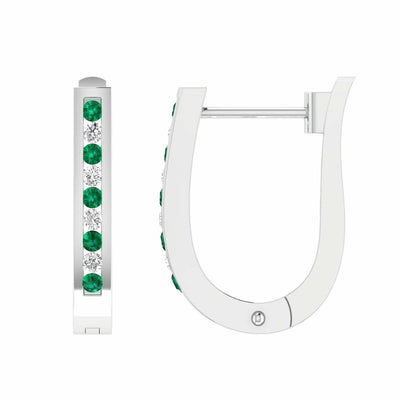 Emerald Diamond Huggie Earrings With 0.33ct Diamonds In 9K White Gold