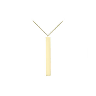 9K Yellow Gold 4.9mm X 39.7mm Vertical Bar Adjustable Necklace 41cm-43cm