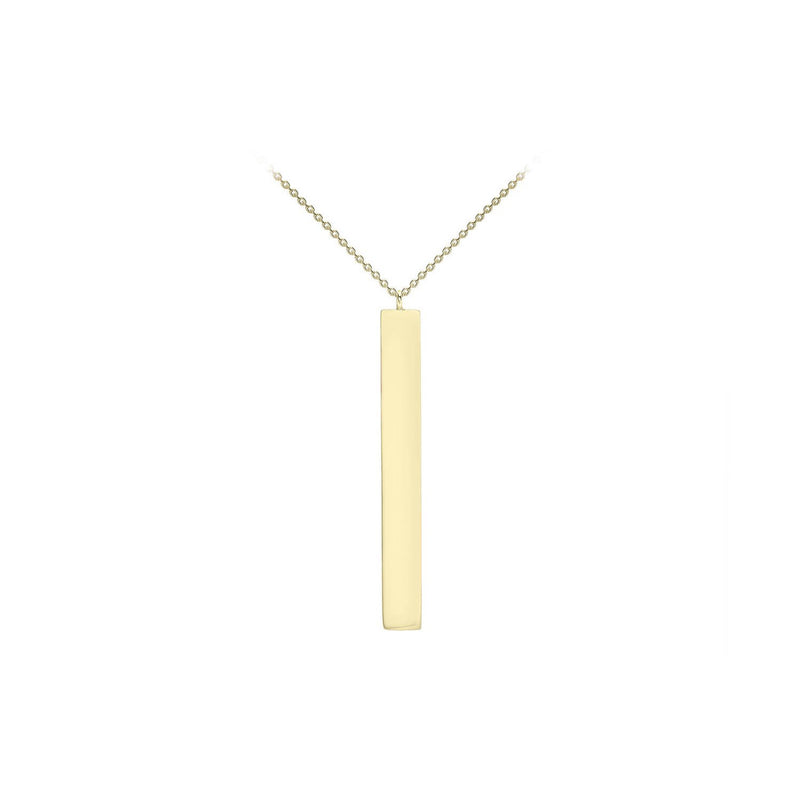 9K Yellow Gold 4.9mm X 39.7mm Vertical Bar Adjustable Necklace 41cm-43cm