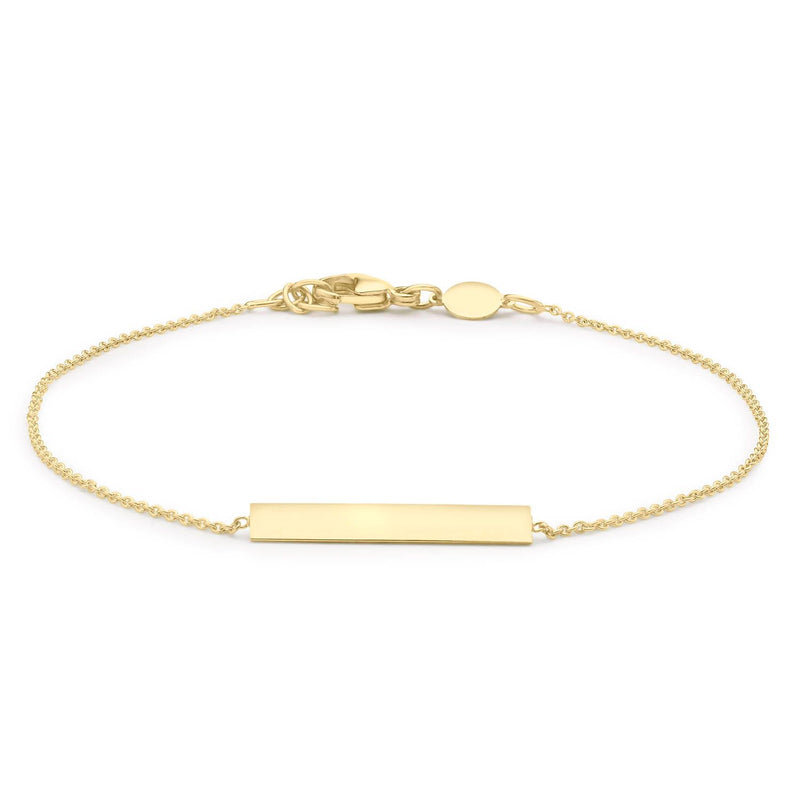 9K Yellow Gold Solid Horizontal Bar Adjustable Bracelet 18cm+1cm