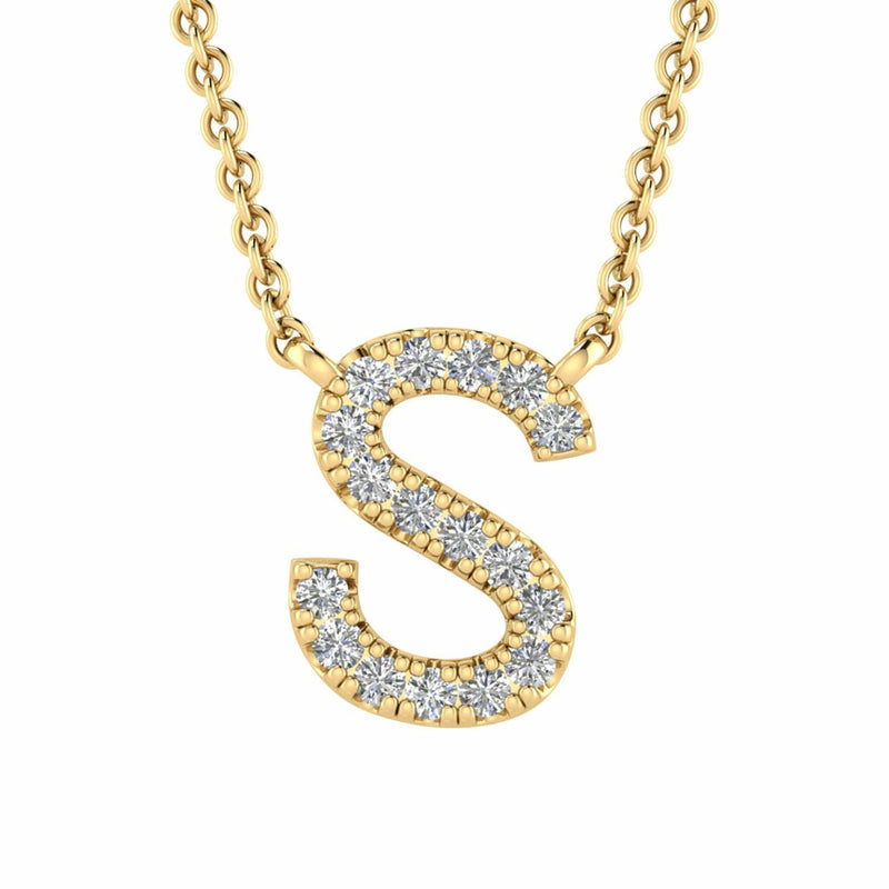 Initial Necklace With 0.06ct Diamonds In 9K Yellow Gold