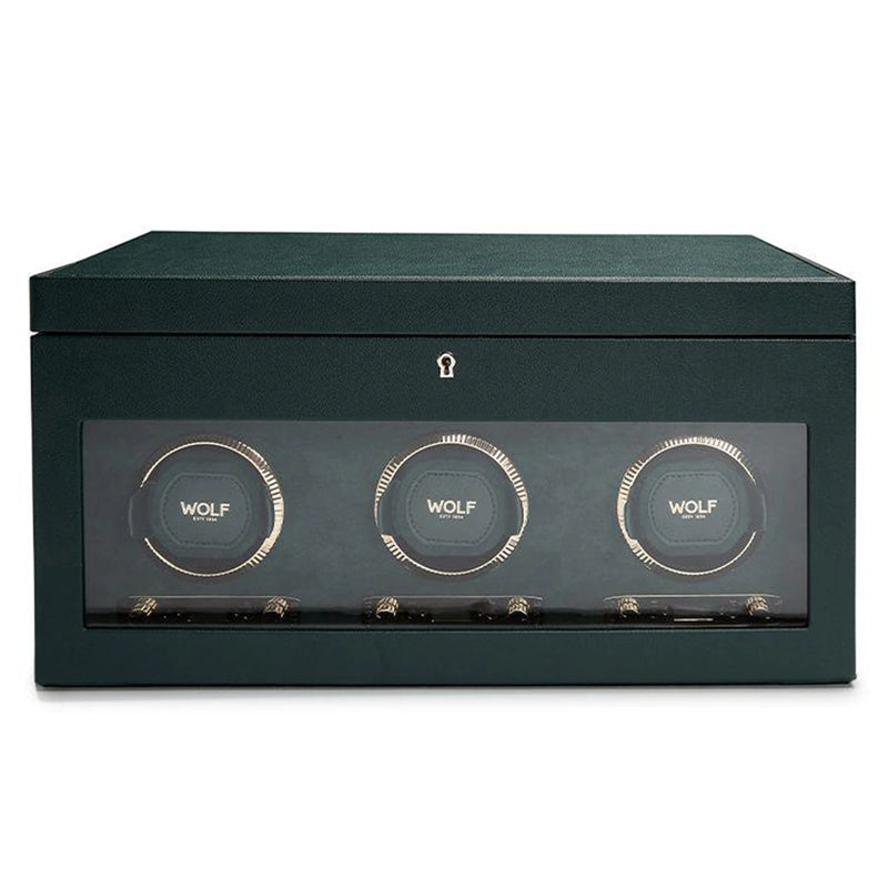 Wolf British Racing Triple Watch Winder with Storage