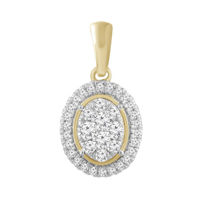 Oval Pendant With 0.25Ct Diamond In 9K Yellow Gold