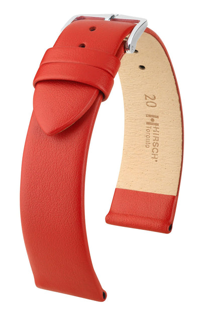 Hirsch Toronto Medium Silver Buckle Red Leather Band