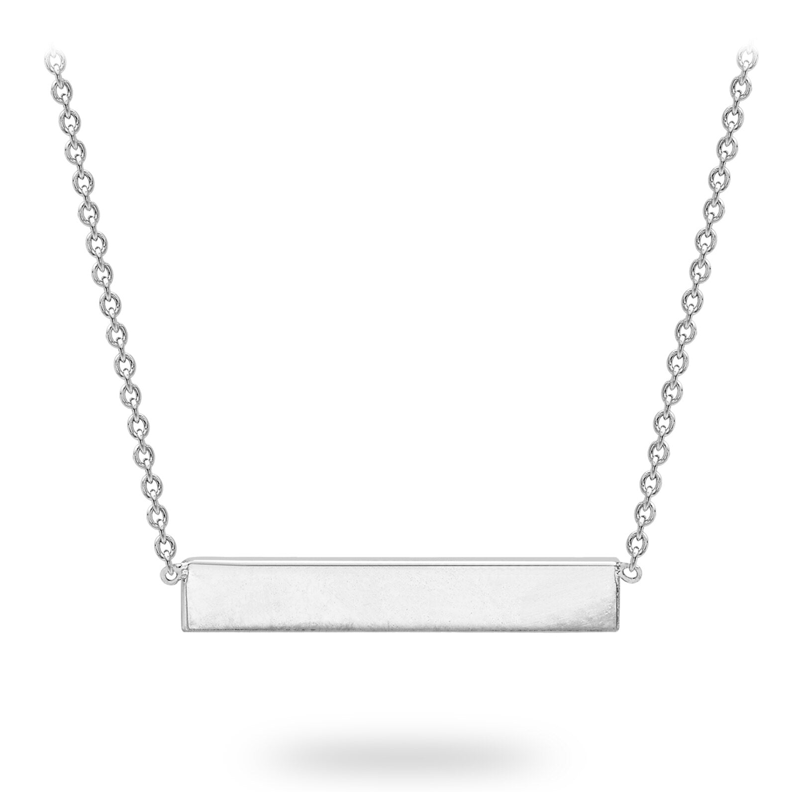 9ct White Gold Solid Horizontal Bar Necklace 41+2cm