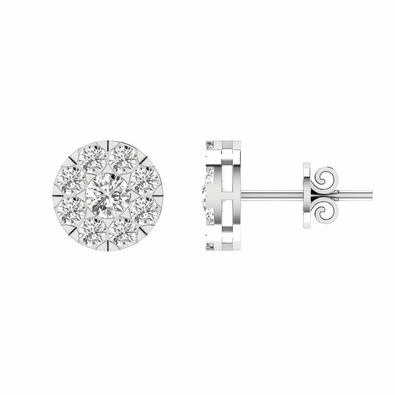 Cluster Diamond Stud Earrings With 0.25ct Diamonds In 9K White Gold