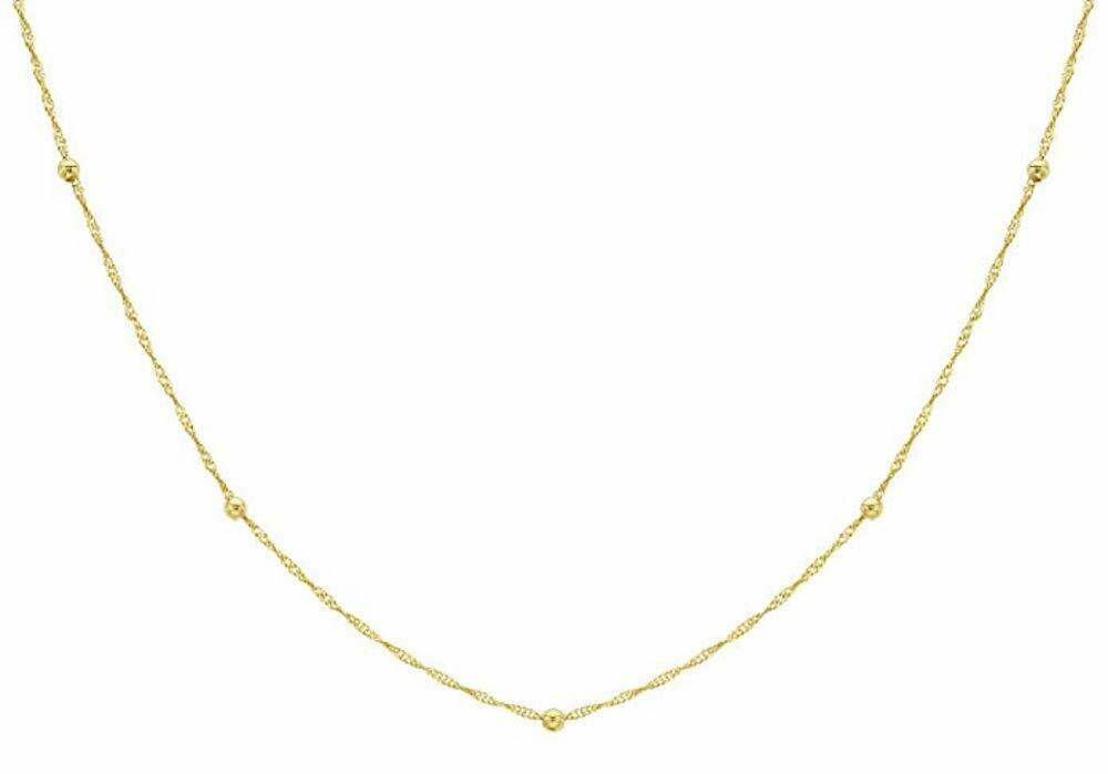 9ct Yellow Gold Solid Ball Twist Necklace 45cm