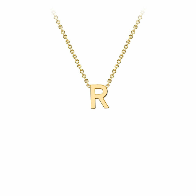 9K Yellow Gold Letter Initial Adjustable Necklace 38cm+5cm