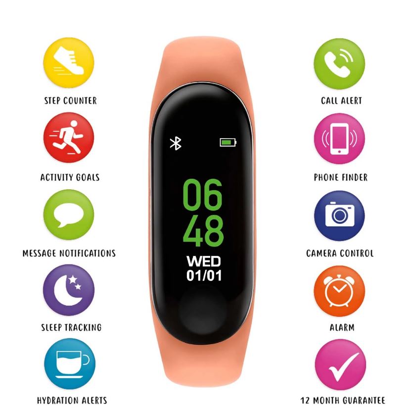 Tikkers Activity Tracker in Apricot TKS01-0001