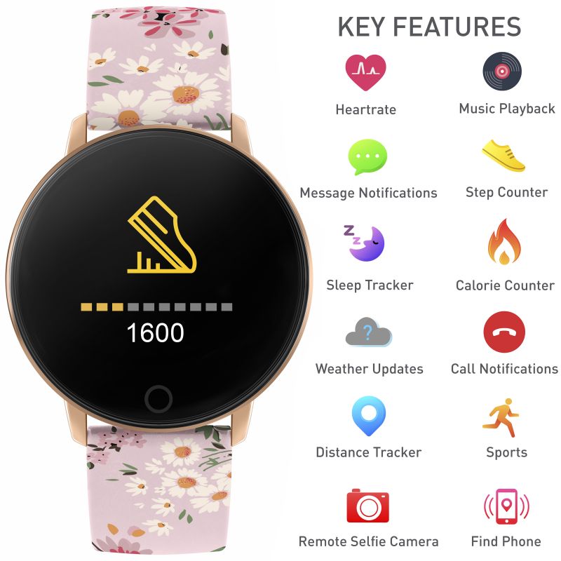 Reflex Active Series 5 Pink Floral Silicone Smart Watch