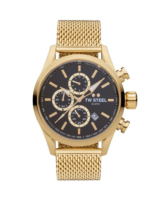 TW Steel Volante 48mm Chronograph Yellow Gold Mesh