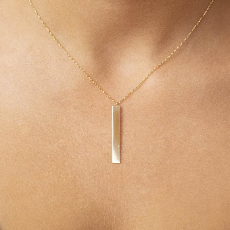 9K Yellow Gold 4.9mm X 39.7mm Vertical Bar Adjustable Necklace 41cm-43cm