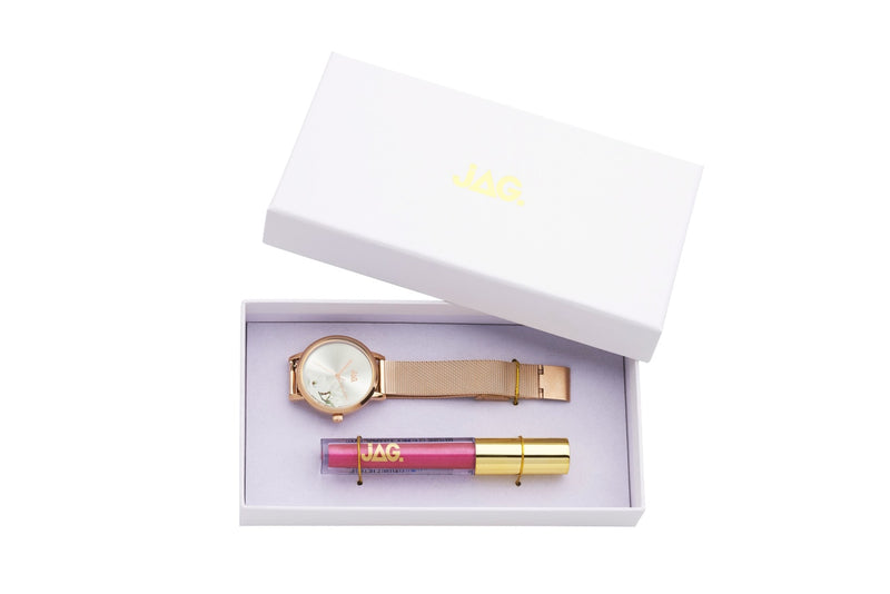 Jag Miafloral Rose Gold Mesh Womens Watch