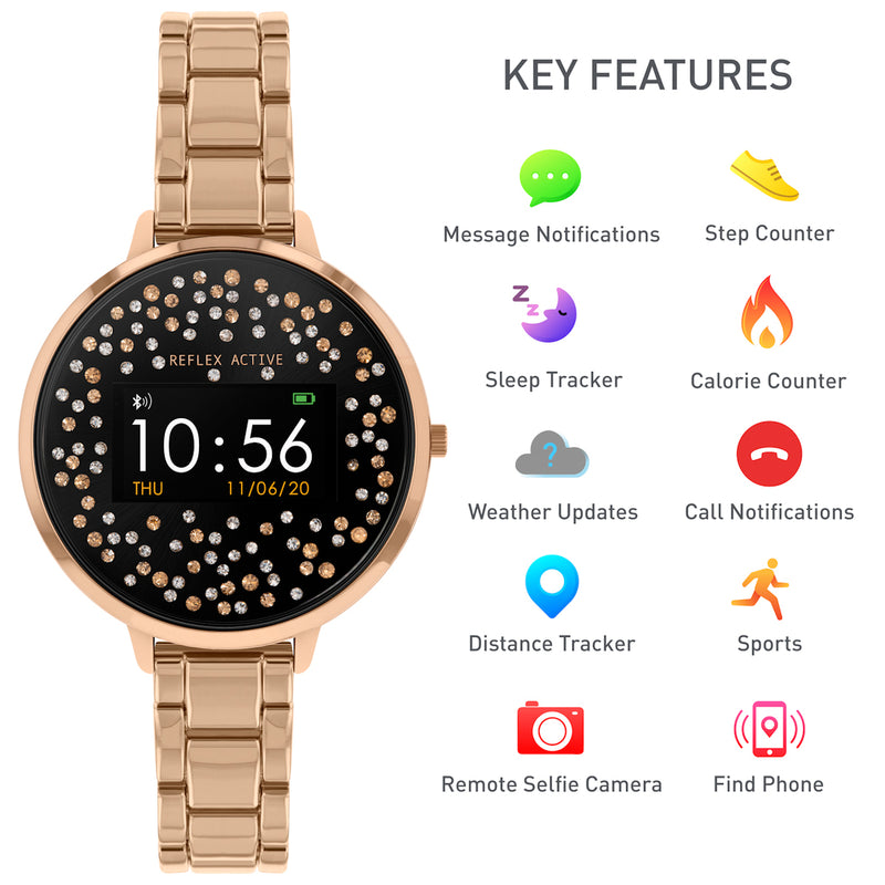 Reflex Active Series 3 Rose Gold Black Sparkle Smart Watch