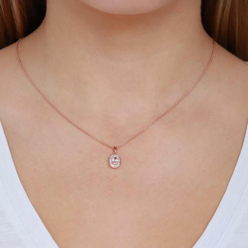 Morganite Pendant With 0.10ct Diamonds In 9K Rose Gold