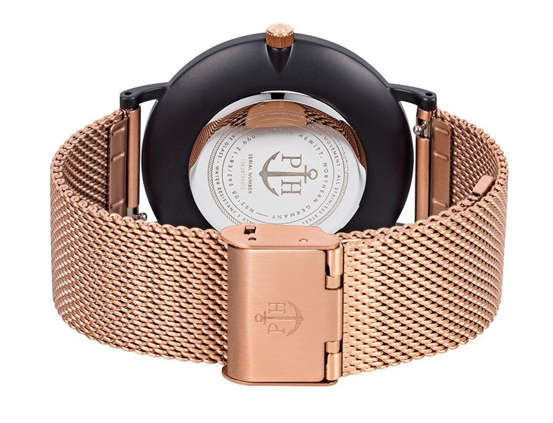 Paul Hewitt Sailor Black Sunray Rose Gold Mesh Watch