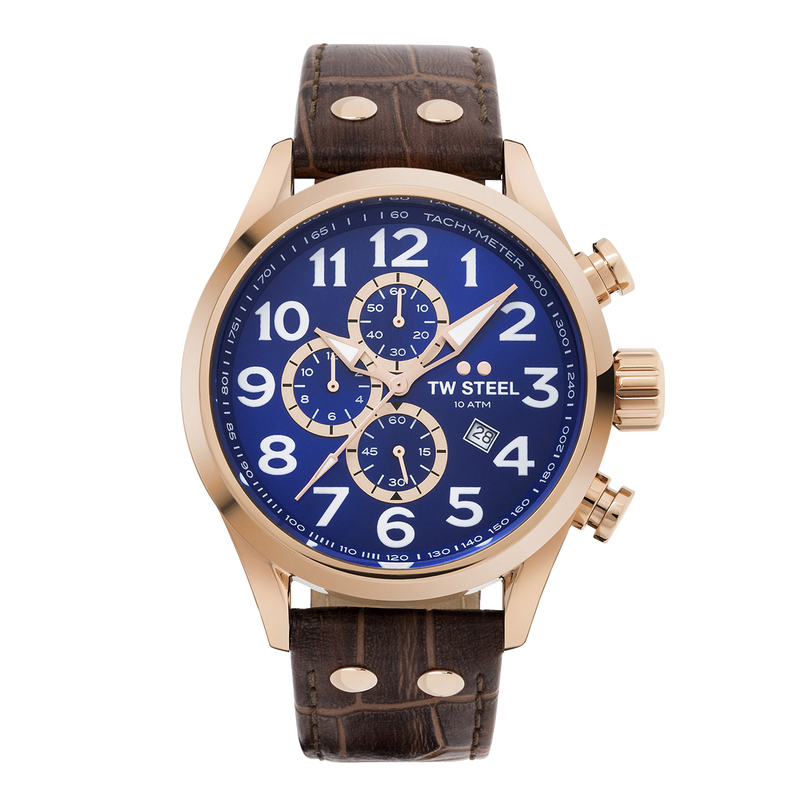 TW Steel Volante 45mm Chronograph Brown Leather