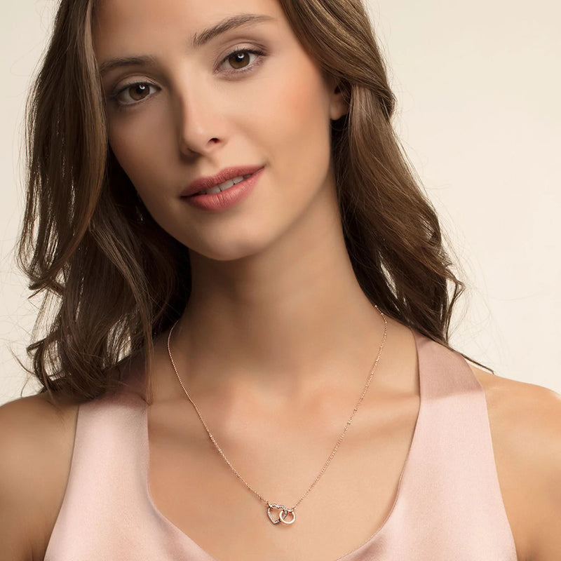 Together Heart Rose Gold Plated Cubic Zirconia Necklace