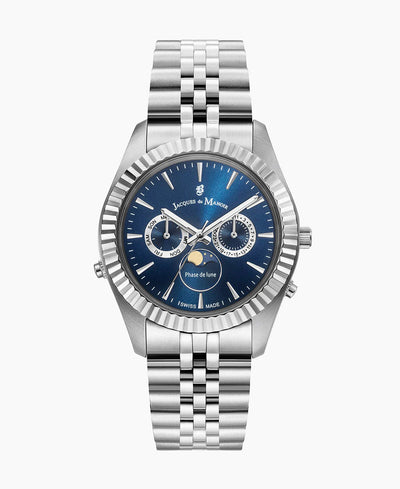 JDM Inspiration Moonphase Day-Date Silver Blue 5 ATM Watch JWG01601