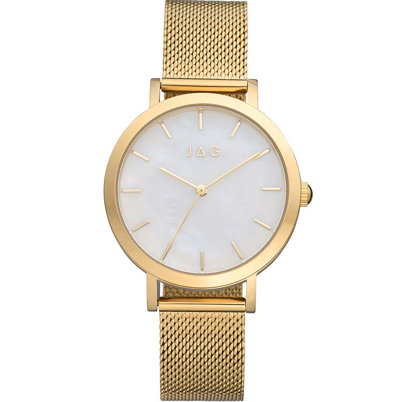 Jag Olivia Ladies Gold Mesh Mother Of Pearl Watch J2560A