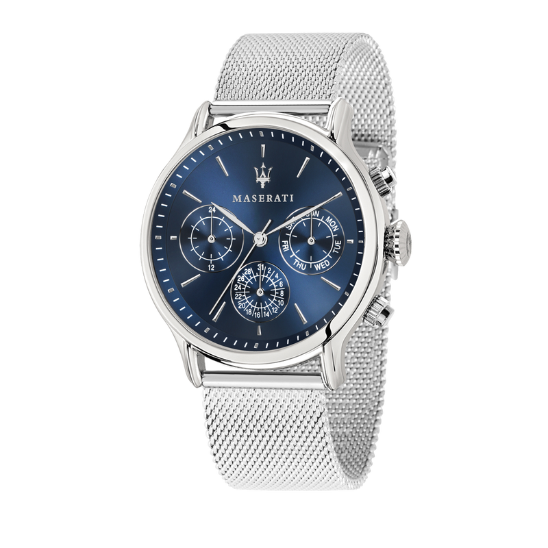 EPOCA 42mm Blue Dial SIlver Mesh Watch