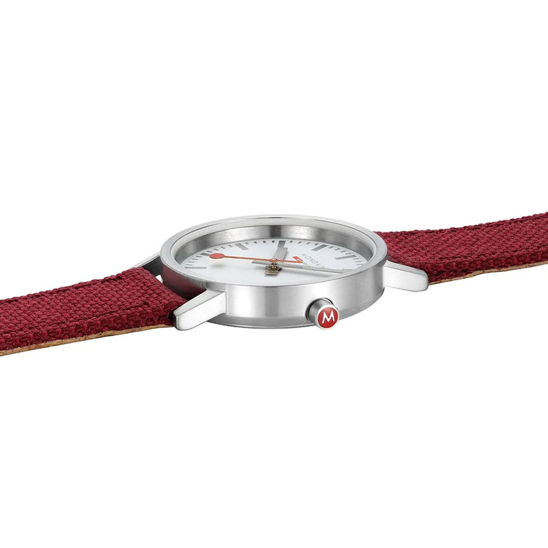 Mondaine Classic Modern Dark Cherry Red Watch