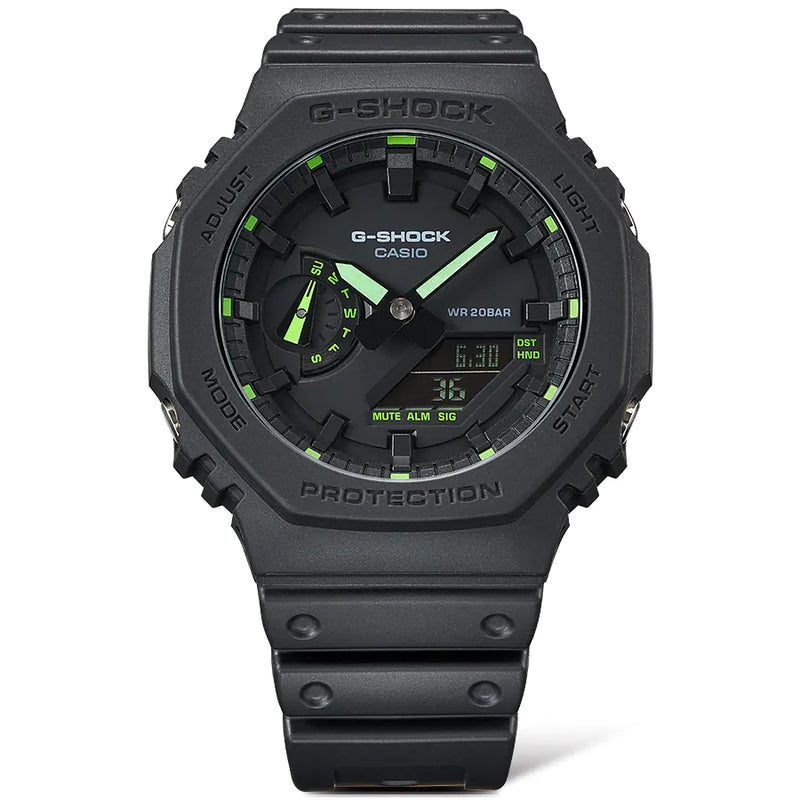 G-Shock Neon Accent Black Resin Band Watch GA2100-1A3