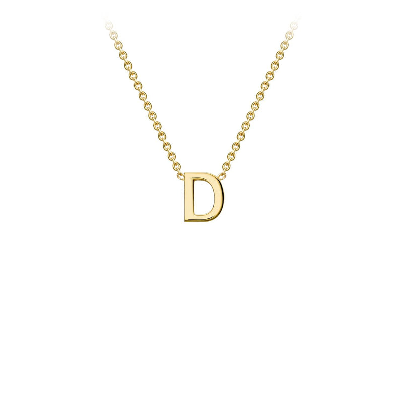 9K Yellow Gold Letter Initial Adjustable Necklace 38cm+5cm