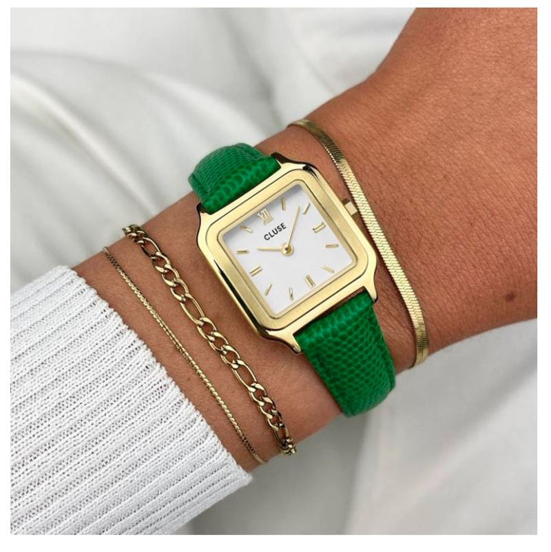 CLUSE Gracieuse Petite Gold/Emerald Green Lizard Leather CW11803