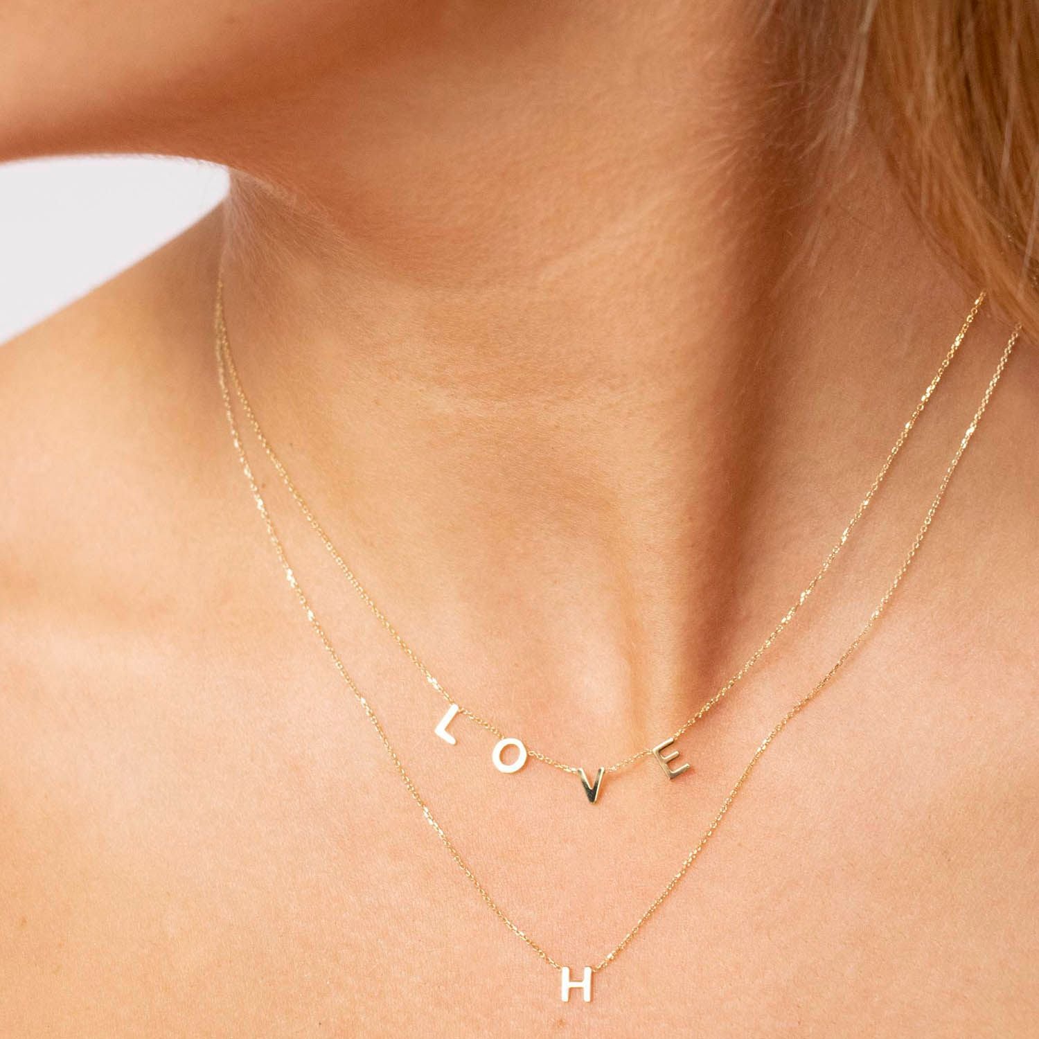 9K Yellow Gold Solid 'Love' Adjustable Necklace 38cm+5cm