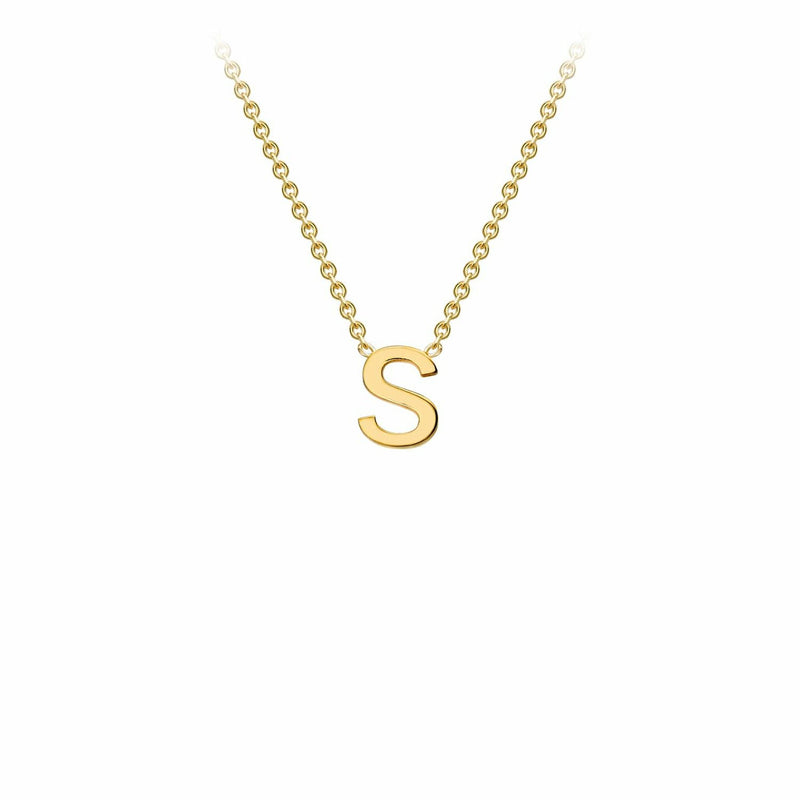 9K Yellow Gold Letter Initial Adjustable Necklace 38cm+5cm