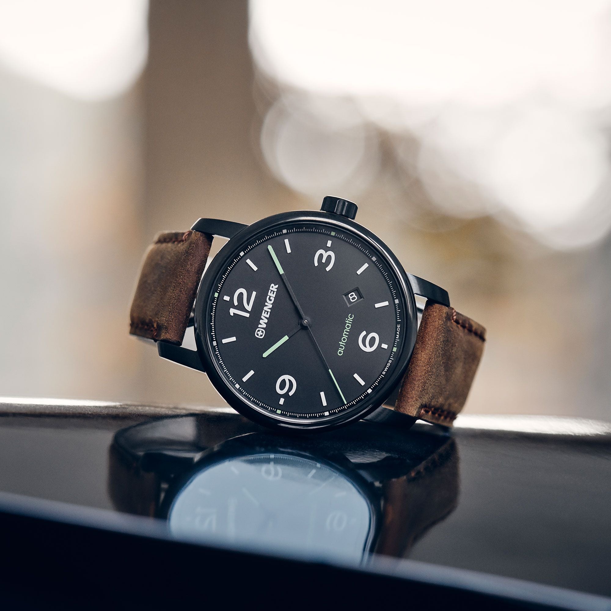 Wenger Urban Metropolitan Automatic Black Dial Leather Watch 01.1746.102