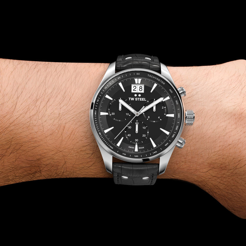 TW Steel  Ace Aternus 45mm Chronograph Black Leather