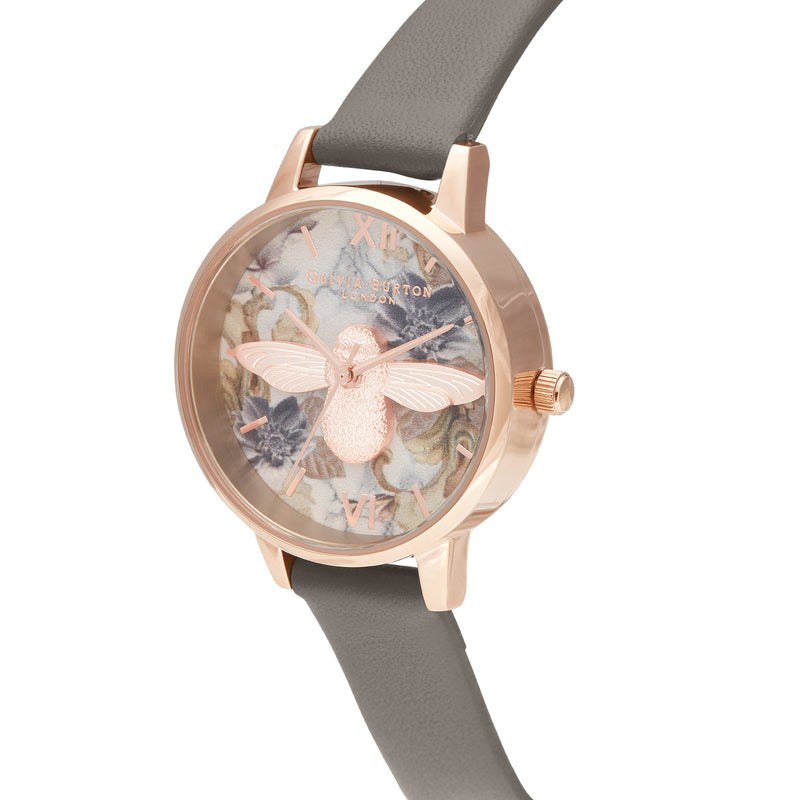 Olivia Burton Marble Florals Signature Bee Watch