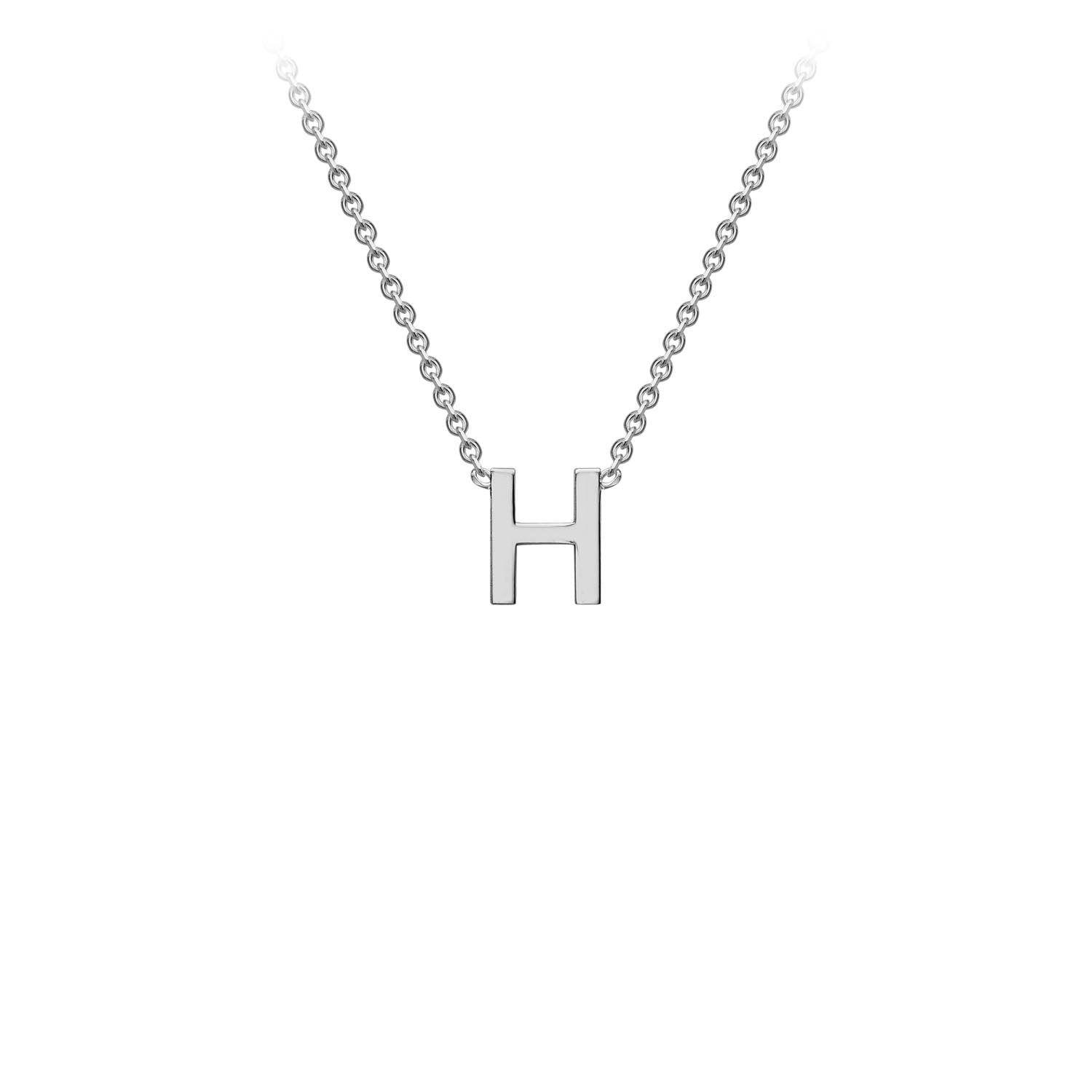9K White Gold 'H' Initial Adjustable Letter Necklace 38/43cm