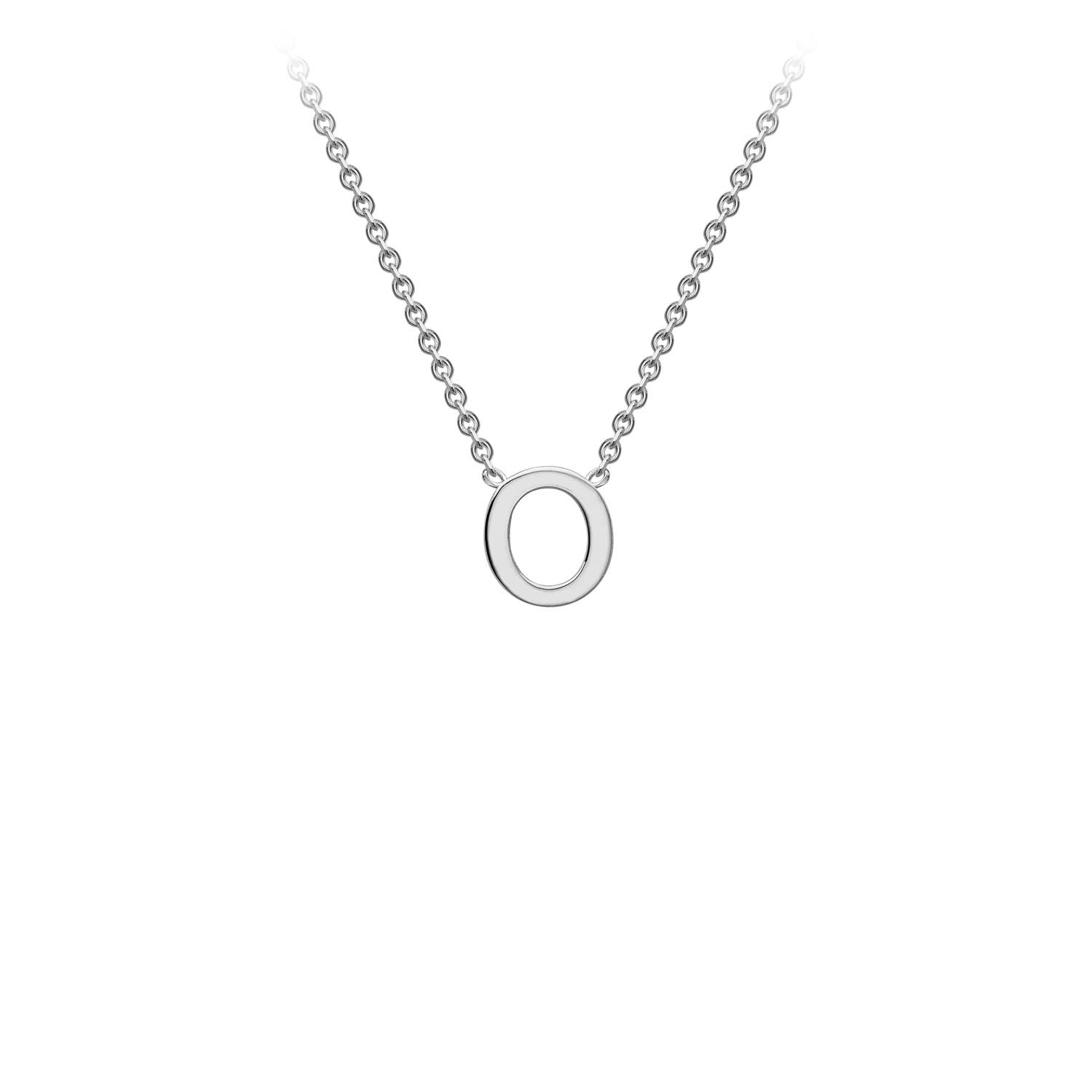 9K White Gold 'O' Initial Adjustable Letter Necklace 38/43cm