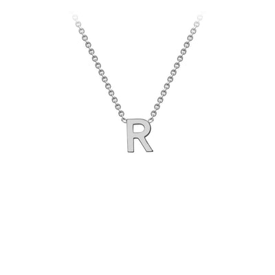 9K White Gold 'R' Initial Adjustable Letter Necklace 38/43cm