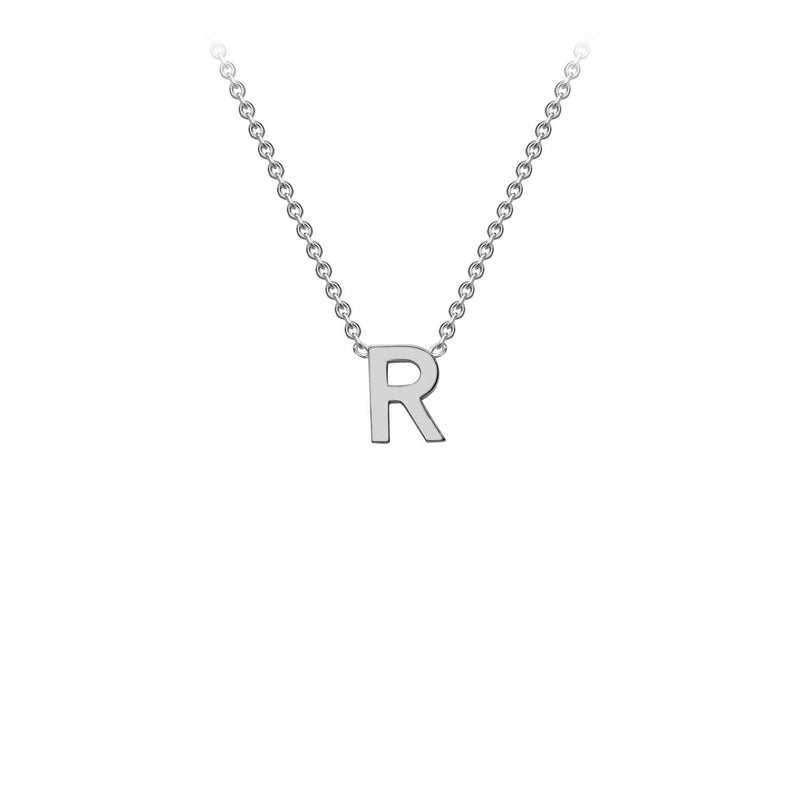 9K White Gold 'R' Initial Adjustable Letter Necklace 38/43cm