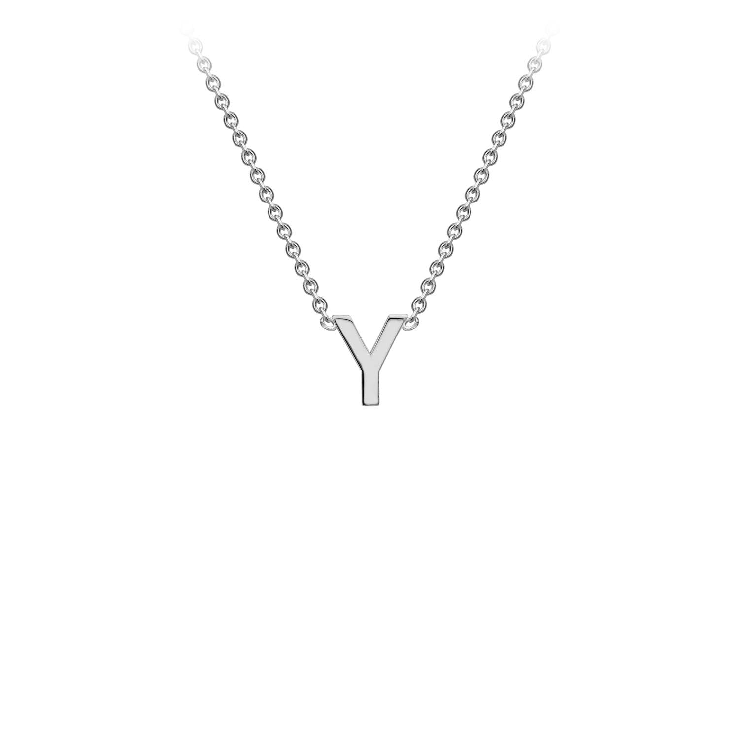 9K White Gold 'Y' Initial Adjustable Letter Necklace 38/43cm