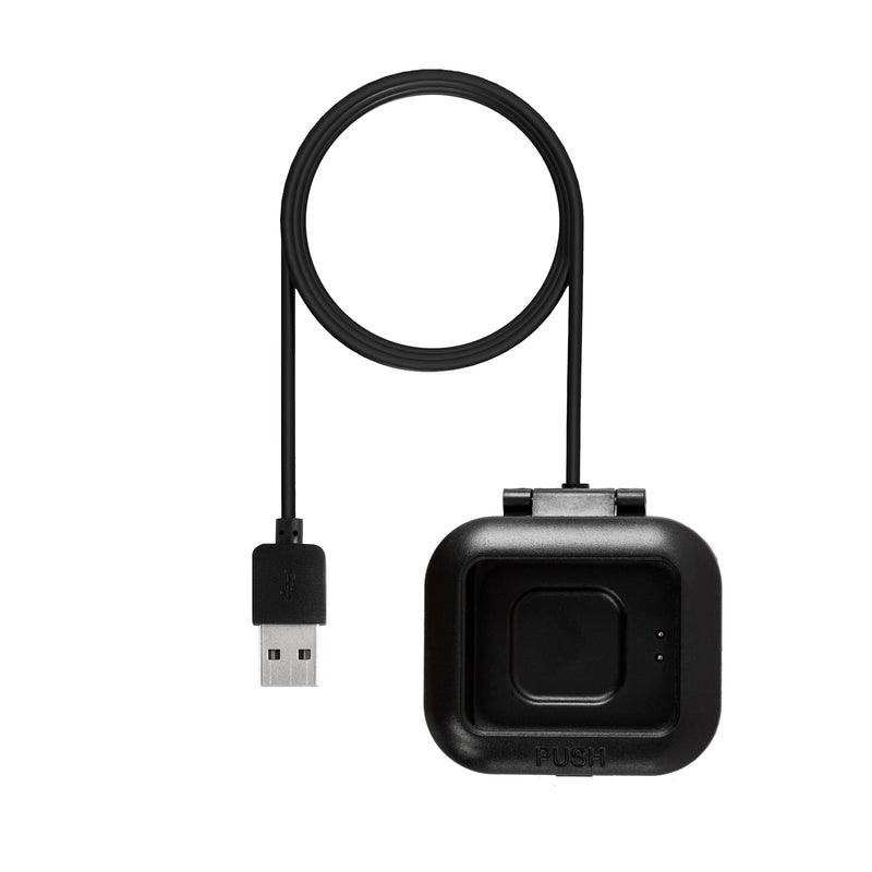 Charging cable and dock for a smartwatch or fitness tracker.