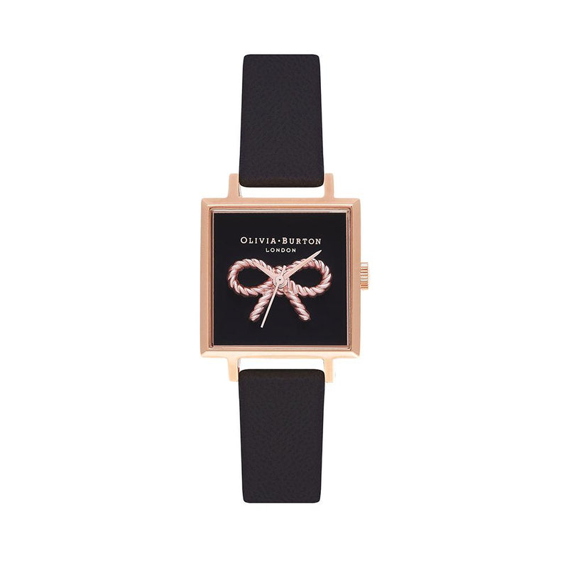 Olivia Burton Vintage Bow Rose Gold Black Watch - Rose Gold