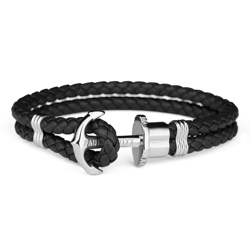 Paul Hewitt Phrep Leather Black / Silver Bracelet - M