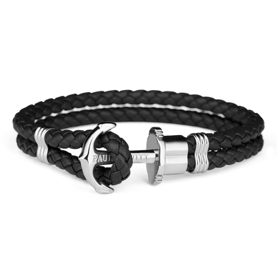 Paul Hewitt Phrep Leather Black / Silver Bracelet - S