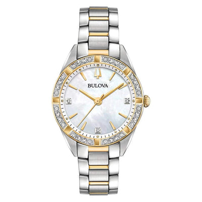 Bulova Sutton Classic Diamond Mother Of Pearl Dial Women's Watch 98R263