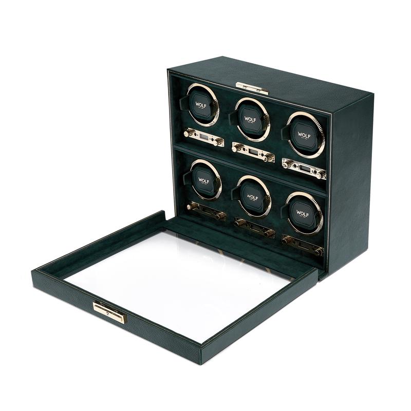 Wolf British Racing Green 6 Piece Watch Winder